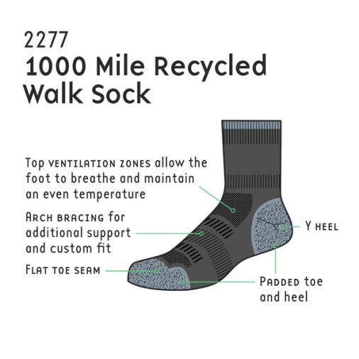 1000 Mile Mens Twin Pack - Walk Sock